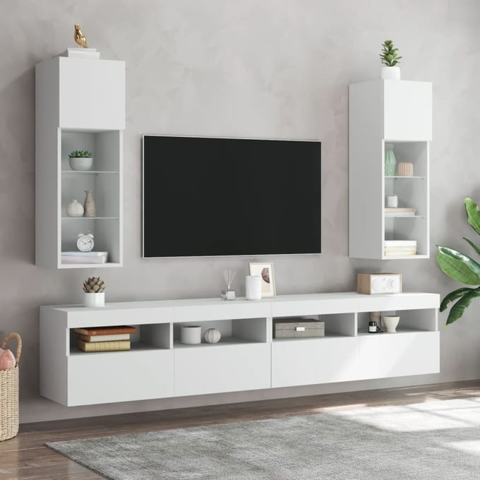 vidaXL - Tv-meubel - met - LED-verlichting - 30,5x30x90 - cm - wit