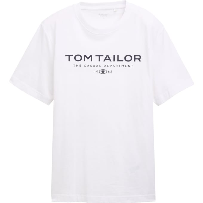 Tom Tailor - Katoenen T-shirt met logo-print - Maat M - White