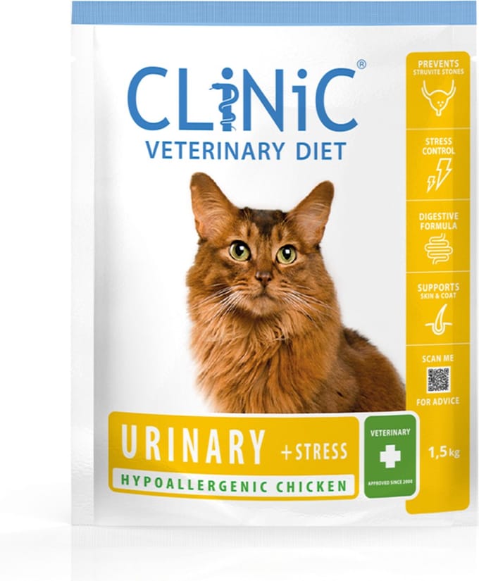 Clinic Veterinary Diet Cat Urinary + Stress Kip - Kattenvoer - 1.5 kg