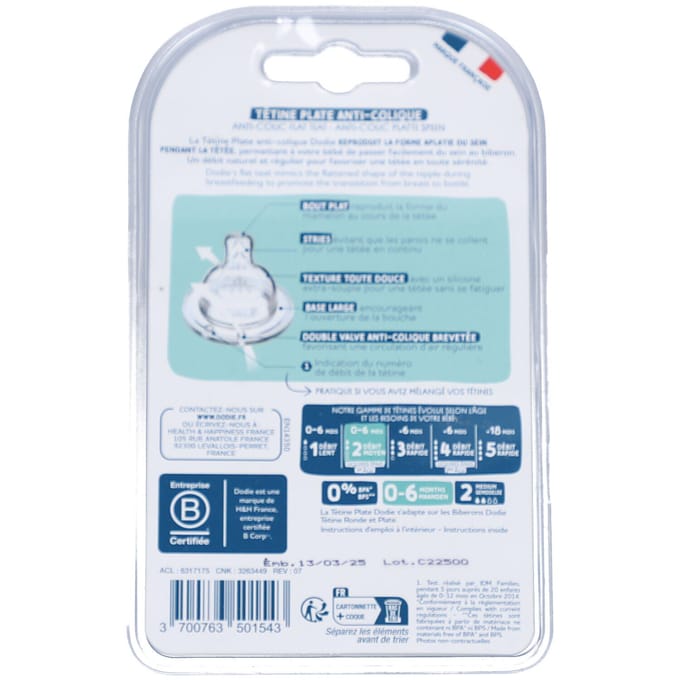 Dodie Speen Plat Grote Hals Sil. Debiet 2 0-6m