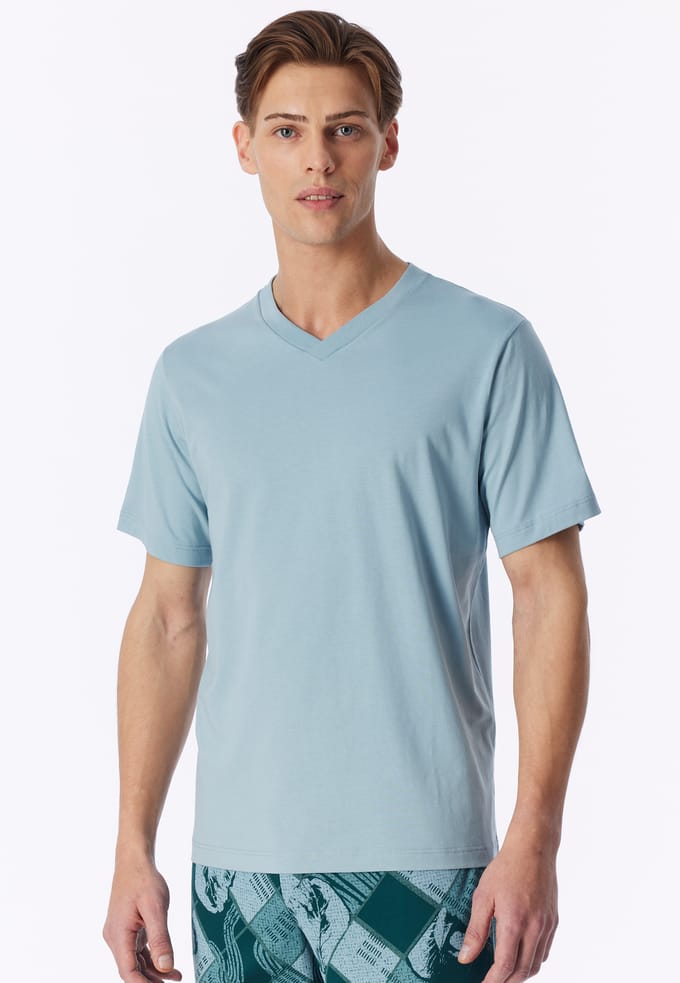 Shirt met korte mouwen en v-hals, ijsblauw - Mix+ Relax 48