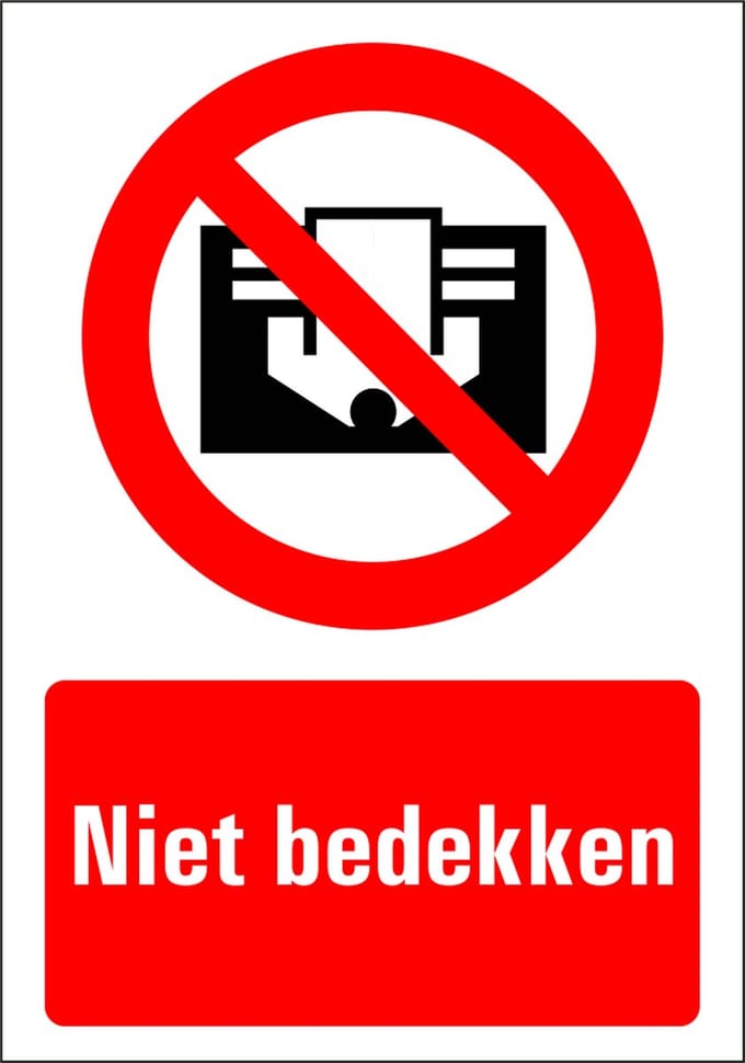 Niet bedekken sticker 210 x 297 mm