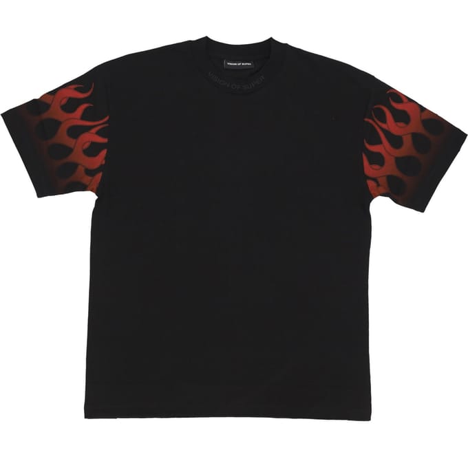 Racing Flames Tee Heren T-shirt Zwart/rood