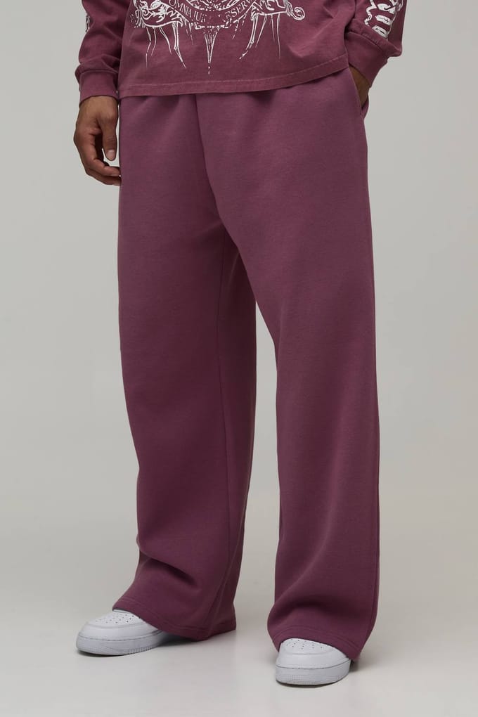 Wijde Pijpen Lage Kruis Hartjes Print Joggingbroek | Mauve | Size Medium
