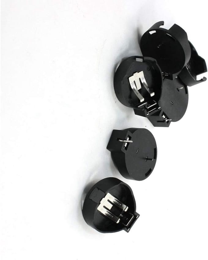 Knoopbatterij Houder - Batterij Socket - PCB Montage - 6 Stuks Pakket - Zwart
