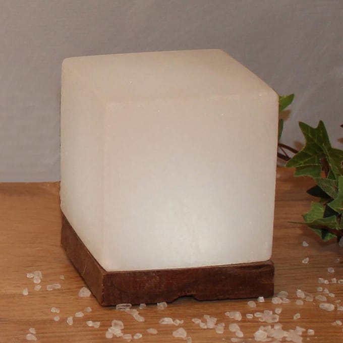 Wagner Life Zoutlamp White Line Kubus met lamphouder, USB