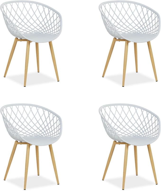 Homestyle4u Tuinstoelen - Set van 4 - Kunststof - Grijs