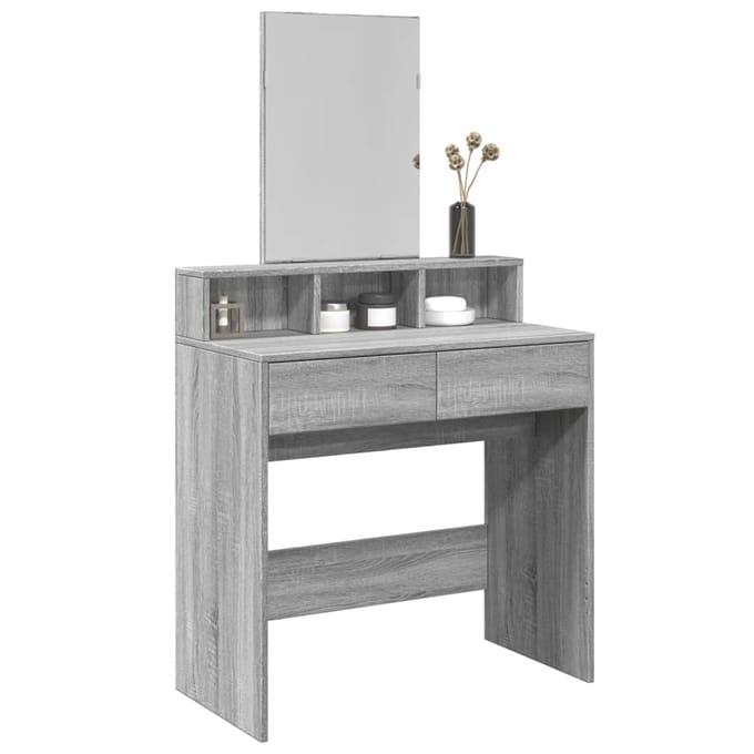 vidaXL - Kaptafel - met - spiegel - 80x41x144,5 - cm - grijs - sonoma