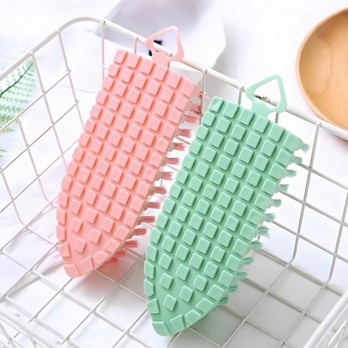 1 stuks Herbruikbare Gebogen Schoonmaakborstel - Duurzame Plastic Multi-Oppervlakte Schrobborstel, Multifunctionele Reiniger, Geschikt Voor Badkamer 1Pcs groen
