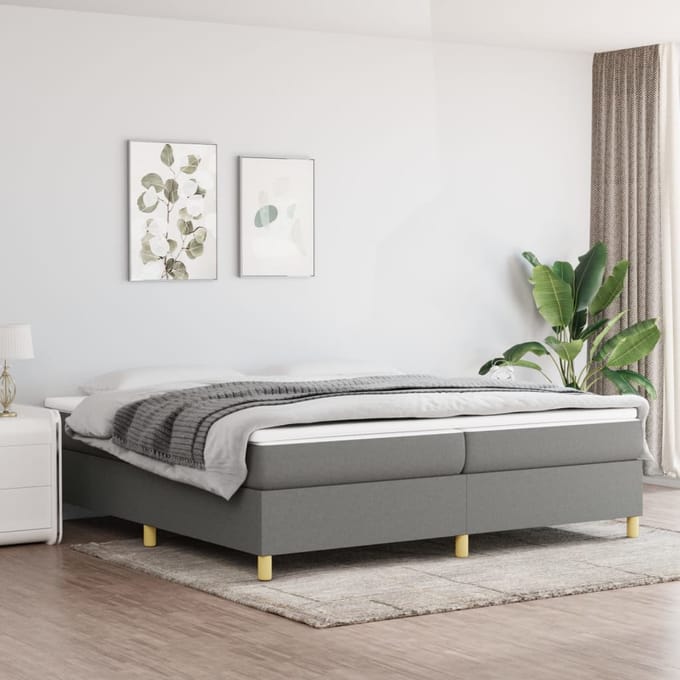 vidaXL - Boxspring - bed - stof - donkergrijs - 200x200 - cm