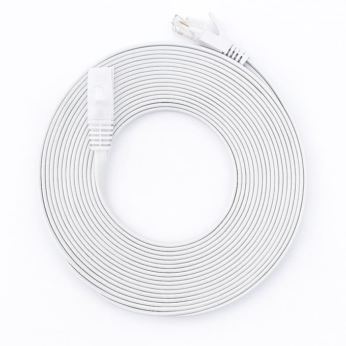 Internetkabel - 5 meter - CAT6 - Ultra dunne Flat Ethernet kabel - Netwerkkabel (1000Mbps) - Wit - UTP kabel - RJ45 - UTP kabel
