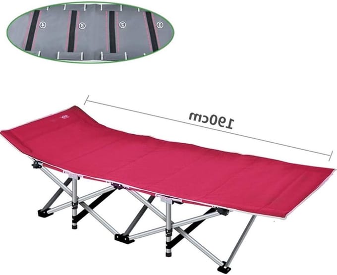 Opvouwbaar Kampeerbed - Lounge Bed - Ontspannen Buiten - Extra Stevig Frame - 400kg Draagkracht - Rood