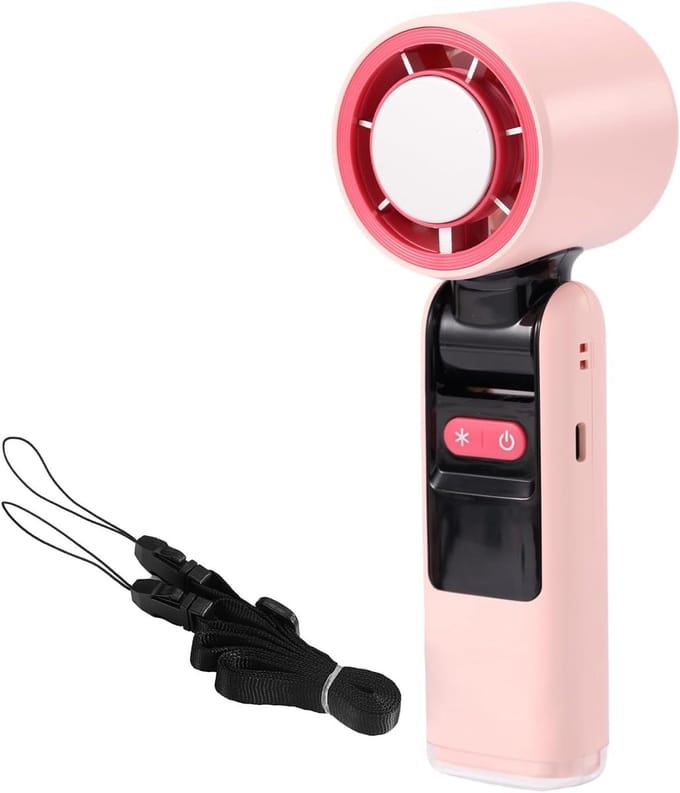 Draagbare Handventilator - Mini Ventilator Koeler - Persoonlijke Koeling - IJskoeling Functie - 18 cm - Roze