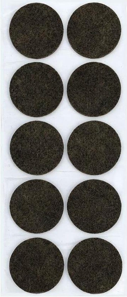 FLE - Plakvilt bruin rond Ø 4,5 cm en hoogte 0,35 cm van vilt - 10 stuks