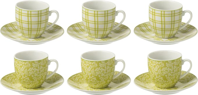 J-Line kop + schoteltje - keramiek - groen - doos van 6