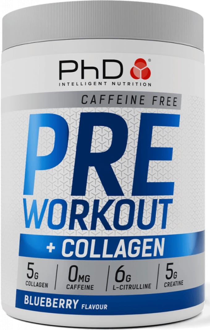 PhD Pre-Workout + Collagen Caffeine Free (20 serv) Blueberry - Pre-Workout - Stimulans-vrije Booster