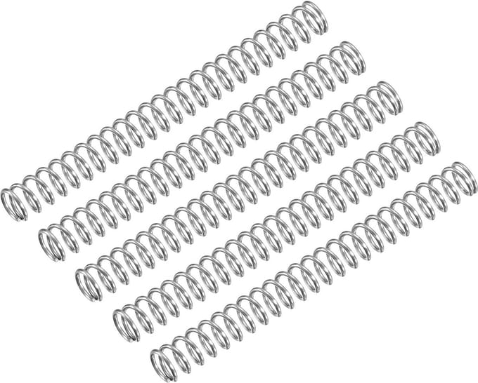 Set van 5 Compressieveren RVS 304 - 4mm Buitendiameter, 0.5mm Draaddikte, 40mm Lengte