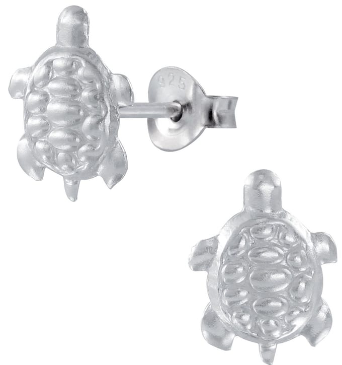 Joy|S - Zilveren schildpad oorbellen 8 x 10 mm