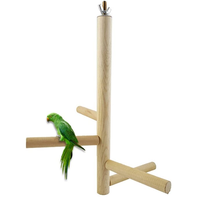 Houten Papegaai Zitstokken Vogels Standaard Paal Draaibare Papegaai Zitstokken Vogelkooi Accessoires beige