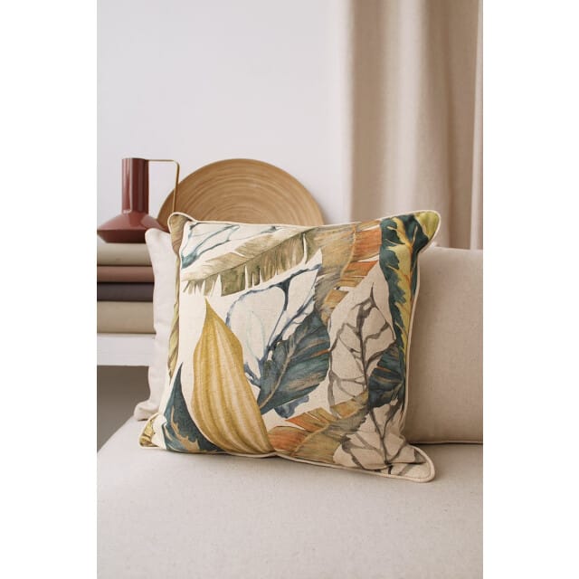 NOVÉE Sierkussen janaé jungle blue | 45 x 45 cm | katoen/linnen