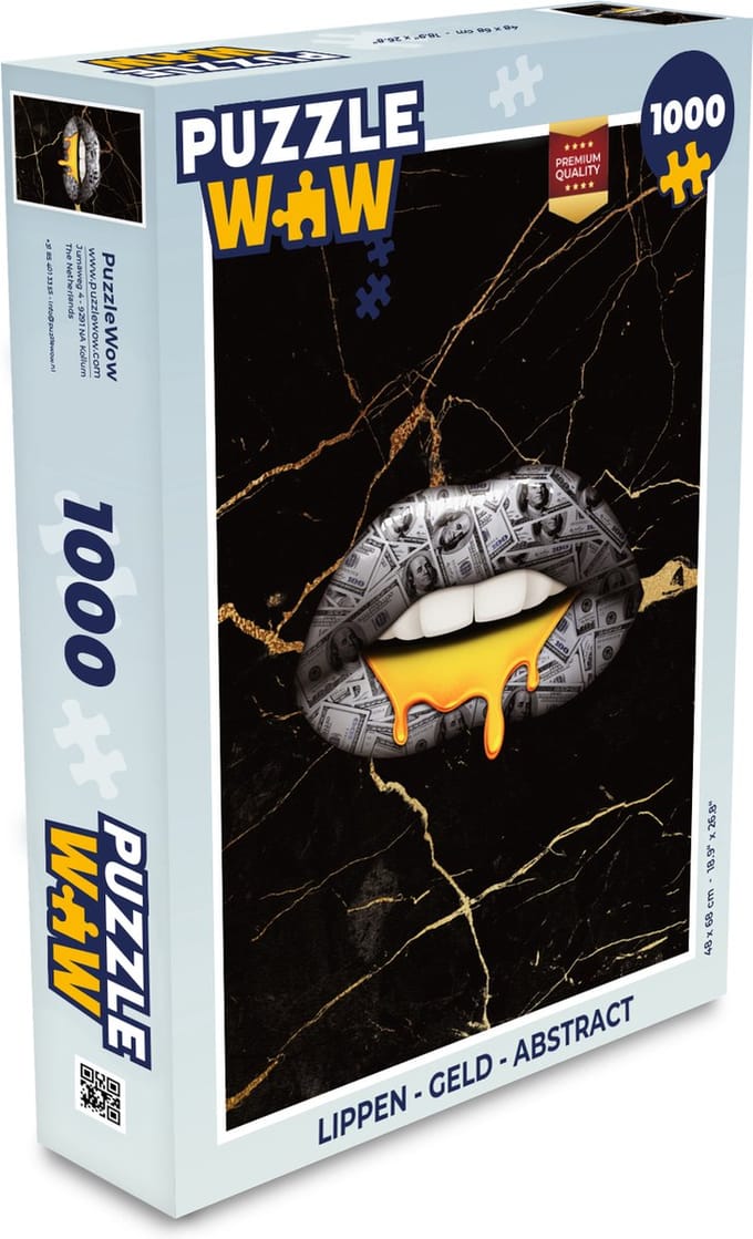 Puzzel Lippen - Geld - Abstract - Legpuzzel - Puzzel 1000 stukjes volwassenen