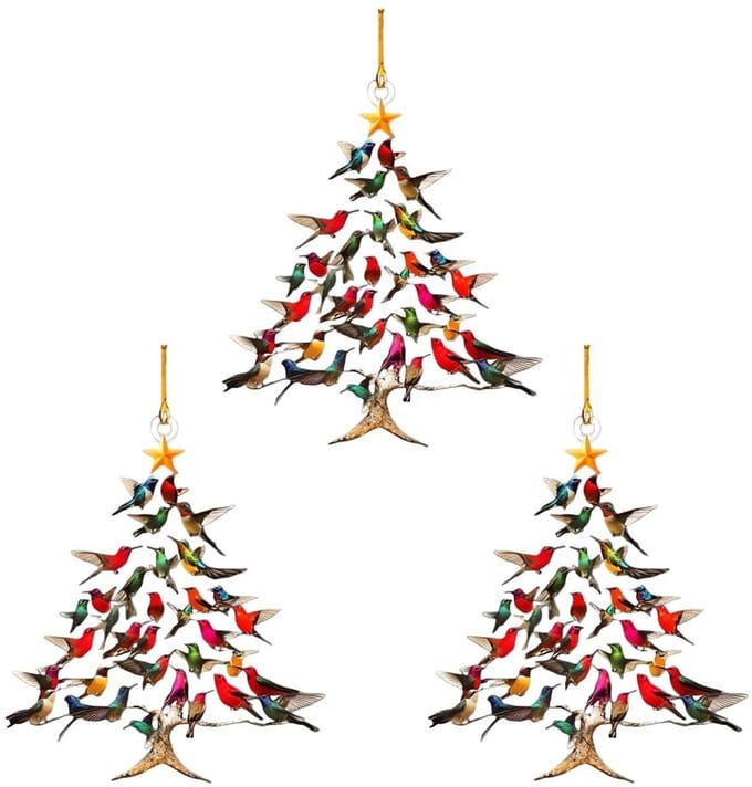 Dailygoods- Kolibrie Kerstversiering 3 Stuks - Kleurrijke