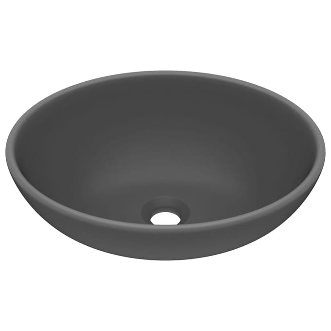 vidaXL - Wastafel - ovaal - 40x33 - cm - keramiek - mat - donkergrijs