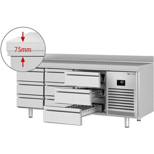 GGM Gastro Kühltisch Premium PLUS - 1960x700mm - 9 Schubladen - Aufkantung