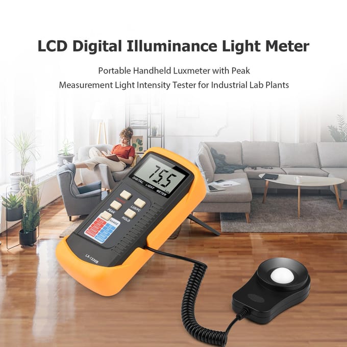Digitale verlichtingssterkte Lichtmeter Handmatig bereik 200 tot 200.000 lux LCD-fotometer Draagbare handheld