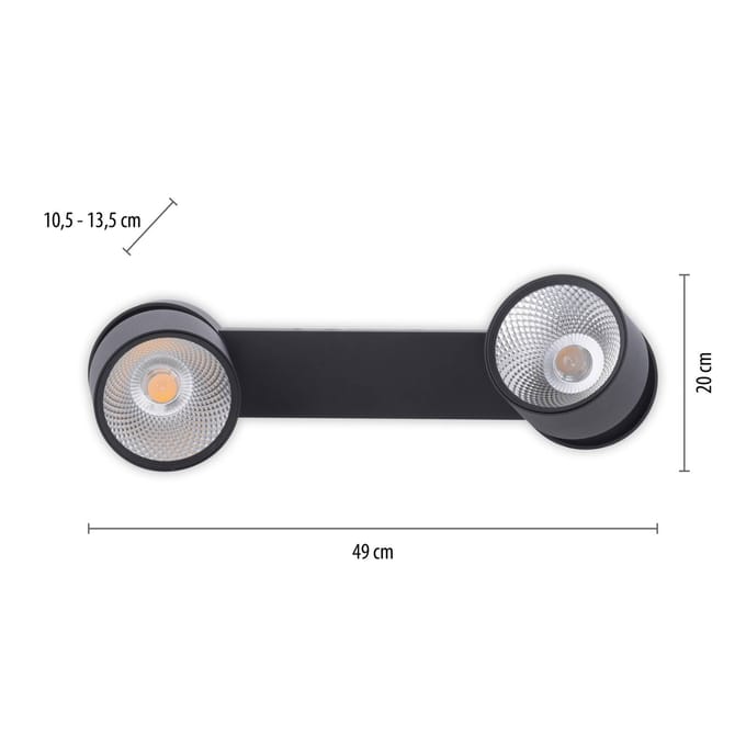 LED plafondlamp PURE Nola, 2-lamps, zwart