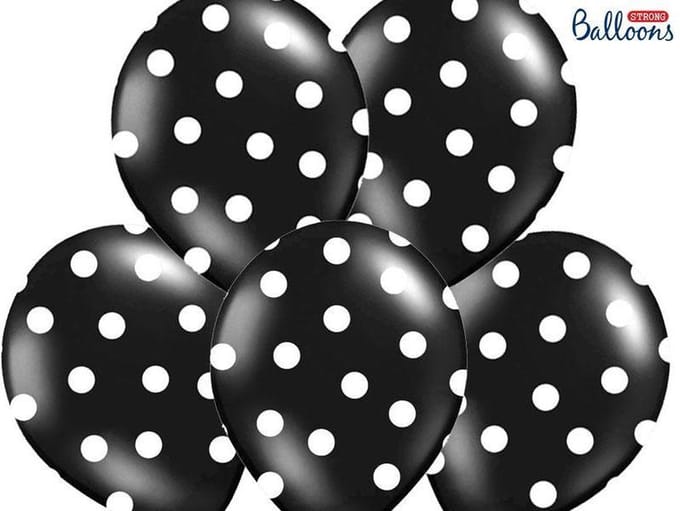 Partydeco - Ballonnen Zwart dots wit 6 stuks