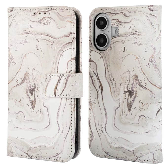 imoshion Hoesje - Geschikt voor Apple iPhone 16 - Design Bookcase smartphone - Sandy Marble