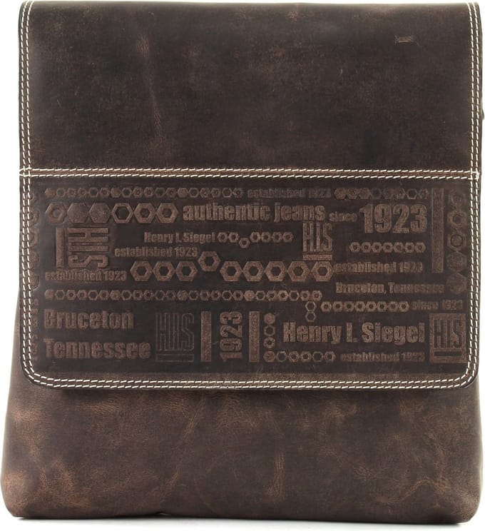 H.I.S Leren Schoudertas Crossover Bag Brown Bruine