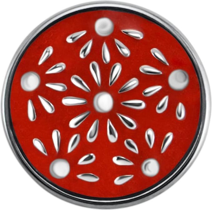 Quiges - Drukknoop Mini 12mm Bloemen Rood - EBCMK010