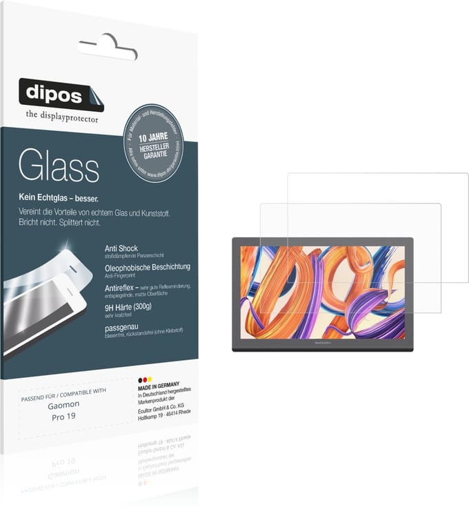 dipos – 2x Matte Pantserfolie geschikt voor Gaomon Pro 19 | 9H Screenprotector