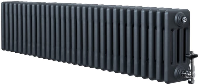 4-kolomsradiator - grijs - 300x1370 mm - thermostaatkraan