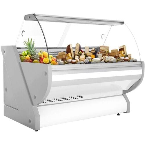 GGM Gastro Kühl-/ Fleischtheke - 1700mm - Weiß - mit Fleischlicht & beleuchteter Frontblende Grijs