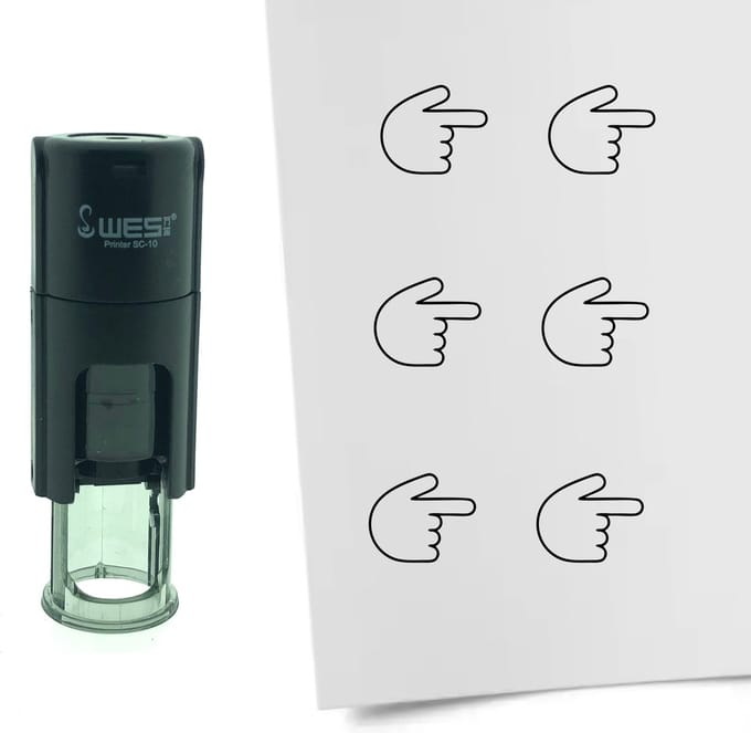 CombiCraft Stempel Wijzen naar rechts 10mm rond - zwarte inkt
