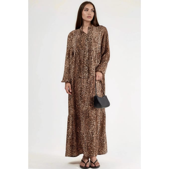 Comfort Fit Luipaardprint Maxi Jurk