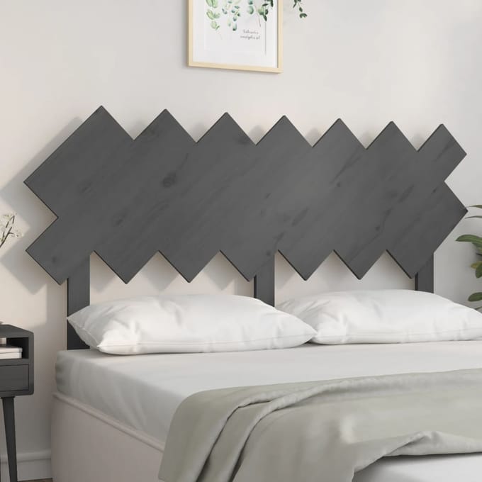 vidaXL - Hoofdbord - 151,5x3x81 - cm - massief - grenenhout - grijs