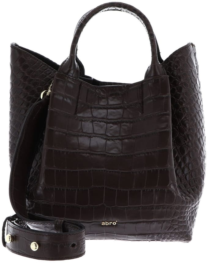 abro Leren schoudertas Shopper Essential Dark Brown donkerbruin