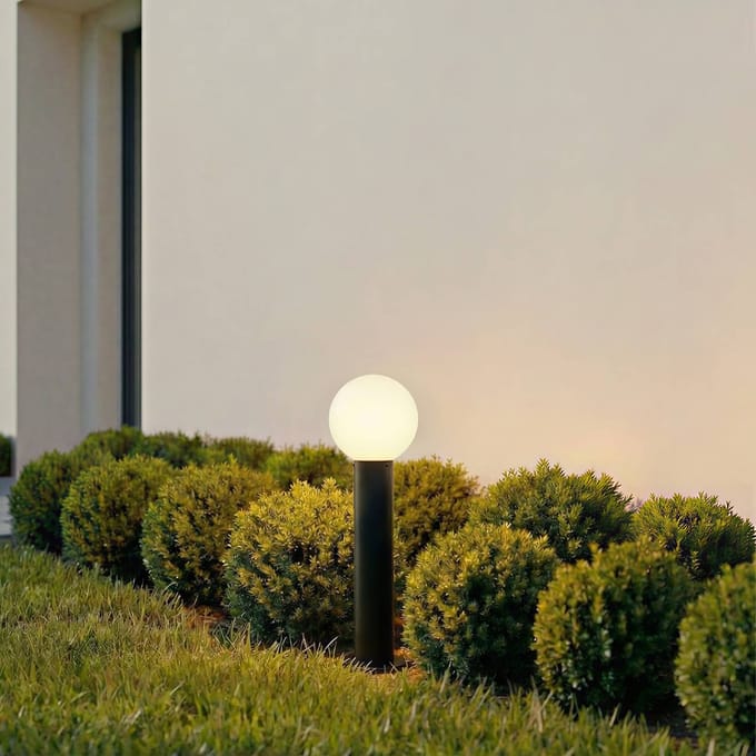 Lindby - Sokkellamp - 1licht - Glas, aluminium - H: 60 cm - E27 - wit, zwart