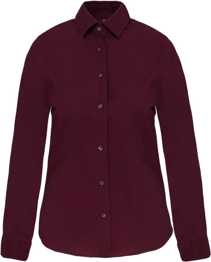 Kariban Dames stretch blouse lange mouwen K530 - Wine - M