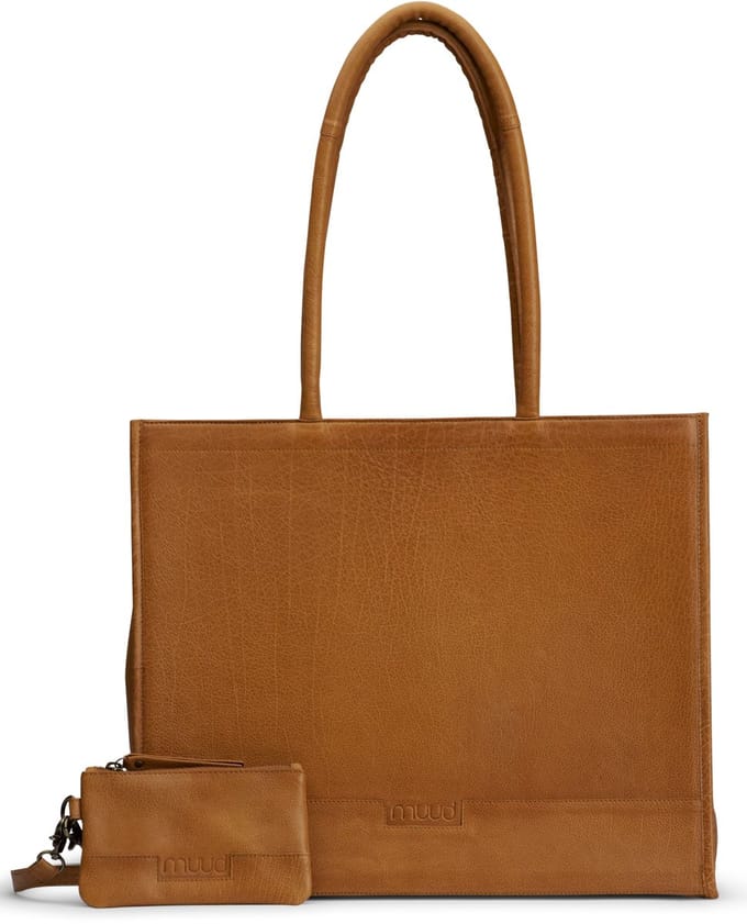 Muud - Bina XL - Handgemaakte lederen shopper - Kleur : Whisky