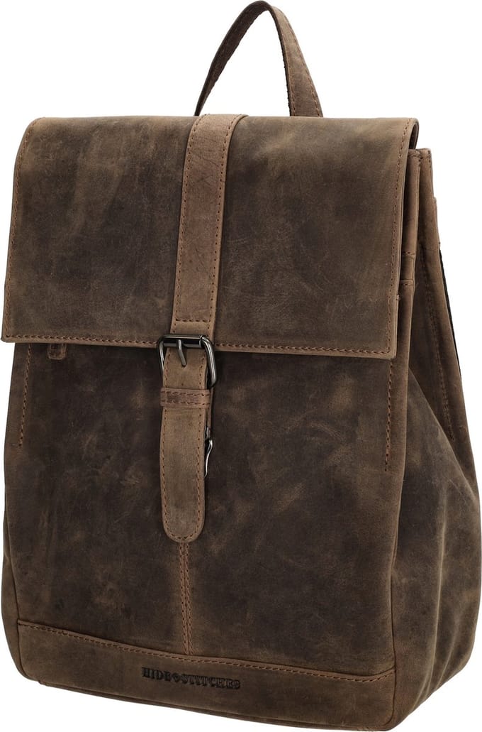 Hide & Stitches Idaho Rugzak - 100% Leder - Premium Rugtas - Leren Dames Tas - Donkerbruin