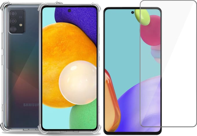 Hoesje geschikt voor Samsung Galaxy A52 / A52s - Screenprotector Glas - Shockline Case Cover Hoes
