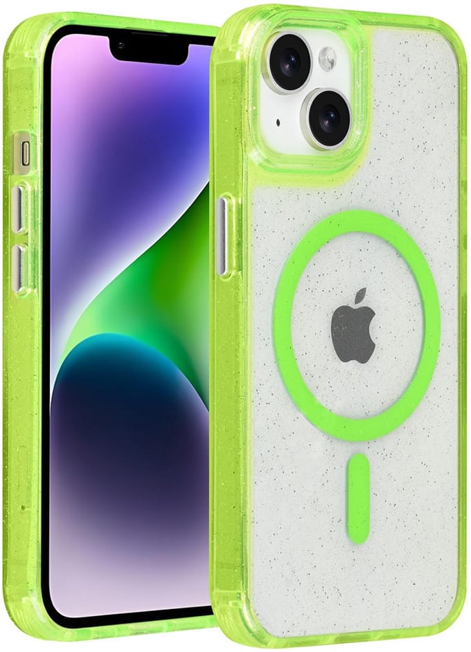 TUNIQ telefoonhoesje voor Apple iPhone 14 - MagSafe met glitter - Groen