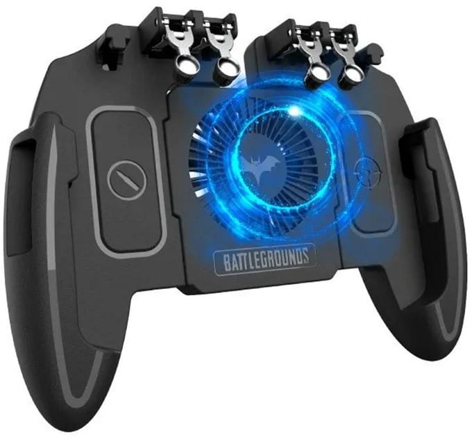 PUBG Mobiele Telefoon Game Controller met Koelventilator – 6 Vinger Bediening – L1R1 Mobiele Trigger Joystick – Geschikt voor iPhone & Android 4–6,8 inch Smartphone – Ergonomisch – Met 800mAh Ventilator