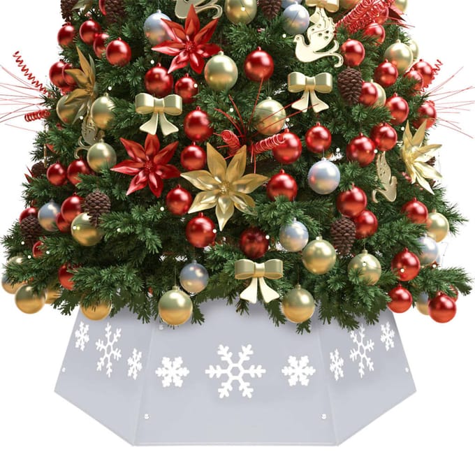 vidaXL - Kerstboomrok - Ø68x25 - cm - zilverkleurig - en - wit