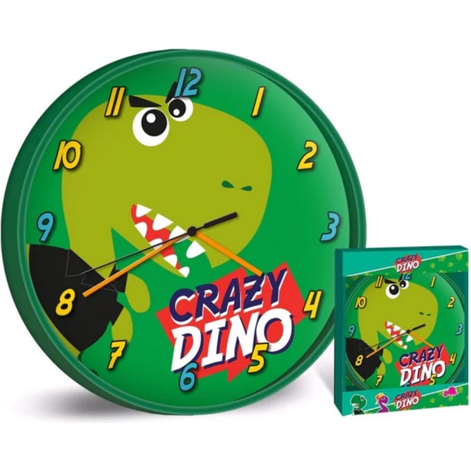 Dinosaurus Wandklok Crazy Dino - ø 24 cm - Groen
